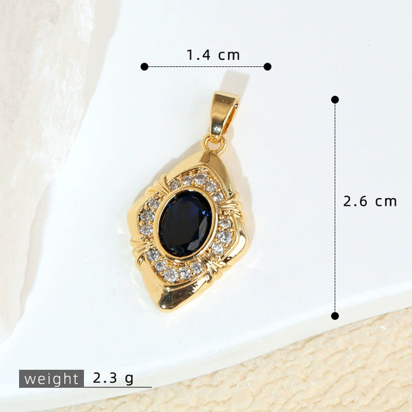 Wholesale Jewelry Retro Geometric Copper Green Stone Pendant With Heart Shape Electroplating
