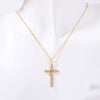 Wholesale Jewelry Retro Geometric Copper Mixed Gem Inlay Cross Pendant Ochain Necklace