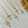 Wholesale Jewelry Retro Geometric Copper Mixed Gem Inlay Cross Pendant Ochain Necklace