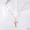Wholesale Jewelry Retro Geometric Copper Mixed Gem Inlay Cross Pendant Ochain Necklace