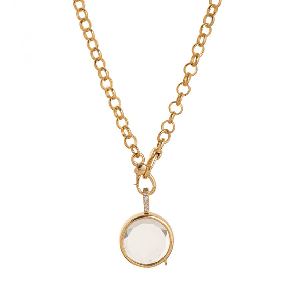 Wholesale Jewelry Retro Geometric Copper Pendant With Openable Hollow Design And Electroplating O Word Chain