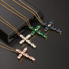 Wholesale Jewelry Retro Geometric Copper Zircon Water Drop Cross Ochain Pendant Necklace
