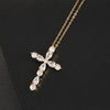 Wholesale Jewelry Retro Geometric Copper Zircon Water Drop Cross Ochain Pendant Necklace