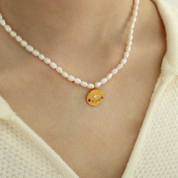 Wholesale Jewelry Retro Geometric Freshwater Pearl Necklace