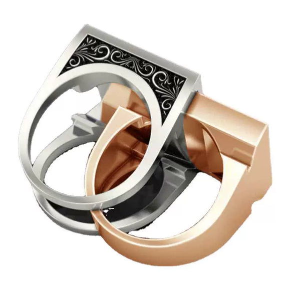 Wholesale Jewelry Retro Geometric Hollow Copper Ring Set With Electroplating