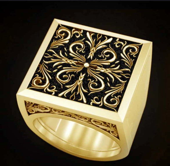 Wholesale Jewelry Retro Geometric Hollow Copper Ring Set With Electroplating