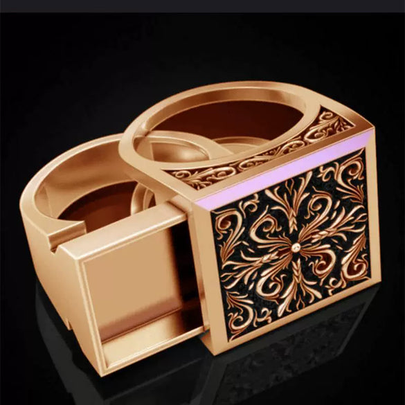 Wholesale Jewelry Retro Geometric Hollow Copper Ring Set With Electroplating