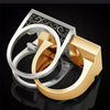 Wholesale Jewelry Retro Geometric Hollow Copper Ring Set With Electroplating