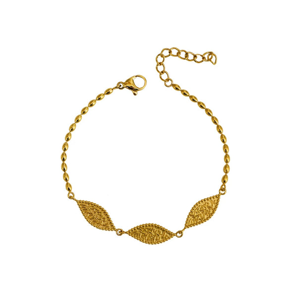 Wholesale Jewelry Retro Geometric Leaf Titanium Steel Goldplated Bracelet