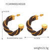 Wholesale Jewelry Retro Geometric Leather Surround Twist Copper Cshaped Earrings Electroplated