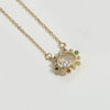 Wholesale Jewelry Retro Geometric Oval Pendant Copper Necklace With Mixed Gemstone Setting And Electroplating