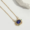 Wholesale Jewelry Retro Geometric Oval Pendant Copper Necklace With Mixed Gemstone Setting And Electroplating