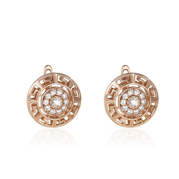 Wholesale Jewelry Retro Geometric Pattern Diamondinlaid Alloy Goldplated Earrings For Women