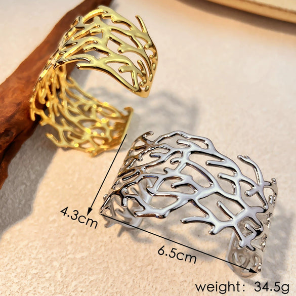 Wholesale Jewelry Retro Geometric Stainless Steel Open Bracelet