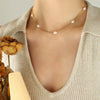 Wholesale Jewelry Retro Geometric Style Freshwater Pearl Titanium Steel Doublesided Grinding Chain Necklace