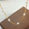 Wholesale Jewelry Retro Geometric Style Freshwater Pearl Titanium Steel Doublesided Grinding Chain Necklace