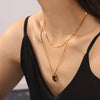 Wholesale Jewelry Retro Geometric Style Irregular Round Tiger Eye Pendant 316L Stainless Steel Rice Bead Chain Necklace