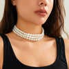 Wholesale Jewelry Retro Geometric Style Pearl Beaded Multilayered Necklace For Women