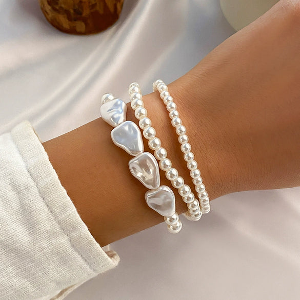 Wholesale Jewelry Retro Geometric Style Pearl Beaded Multilayered Necklace For Women