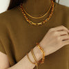 Wholesale Jewelry Retro Geometric Style Plant Flowers 316L Stainless Steel Electroplated Cuban Clavicle Chain Necklace Bracelet Unisex