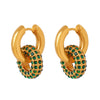 Wholesale Jewelry Retro Geometric 316L Stainless Steel Gold Plated Diamond Round Earrings For Women