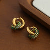 Wholesale Jewelry Retro Geometric 316L Stainless Steel Gold Plated Diamond Round Earrings For Women