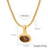 Wholesale Jewelry Retro Geometric 316L Stainless Steel Gold Plated Glass Bead Pendant Necklace For Women