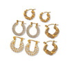 Wholesale Jewelry Retro Geometric 316L Stainless Steel Gold Plated U Shaped Diamond Earrings For Women