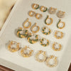 Wholesale Jewelry Retro Geometric 316L Stainless Steel Gold Plated U Shaped Diamond Earrings For Women