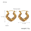 Wholesale Jewelry Retro Geometric 316L Stainless Steel Gold Plated U Shaped Diamond Earrings For Women