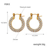 Wholesale Jewelry Retro Geometric 316L Stainless Steel Gold Plated U Shaped Diamond Earrings For Women