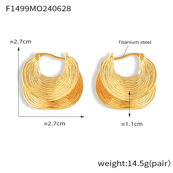 Wholesale Jewelry Retro Geometric 316L Stainless Steel Ushaped Electroplated Earrings