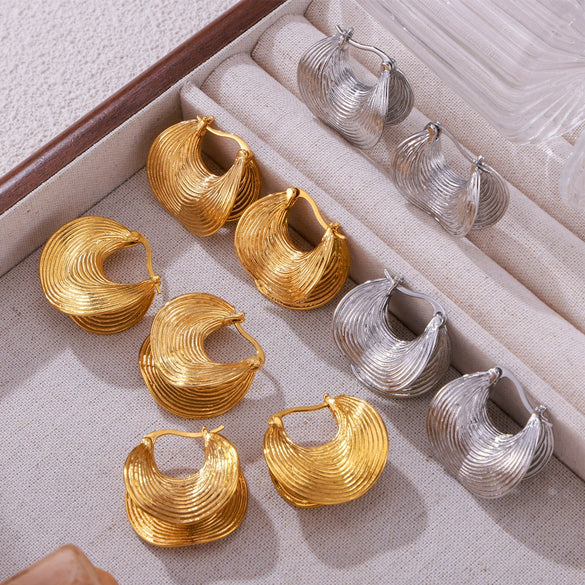 Wholesale Jewelry Retro Geometric 316L Stainless Steel Ushaped Electroplated Earrings