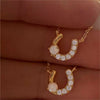 Wholesale Jewelry Retro Geometric Ushaped Horseshoe Copper Zircon Opal Electroplated Pendant