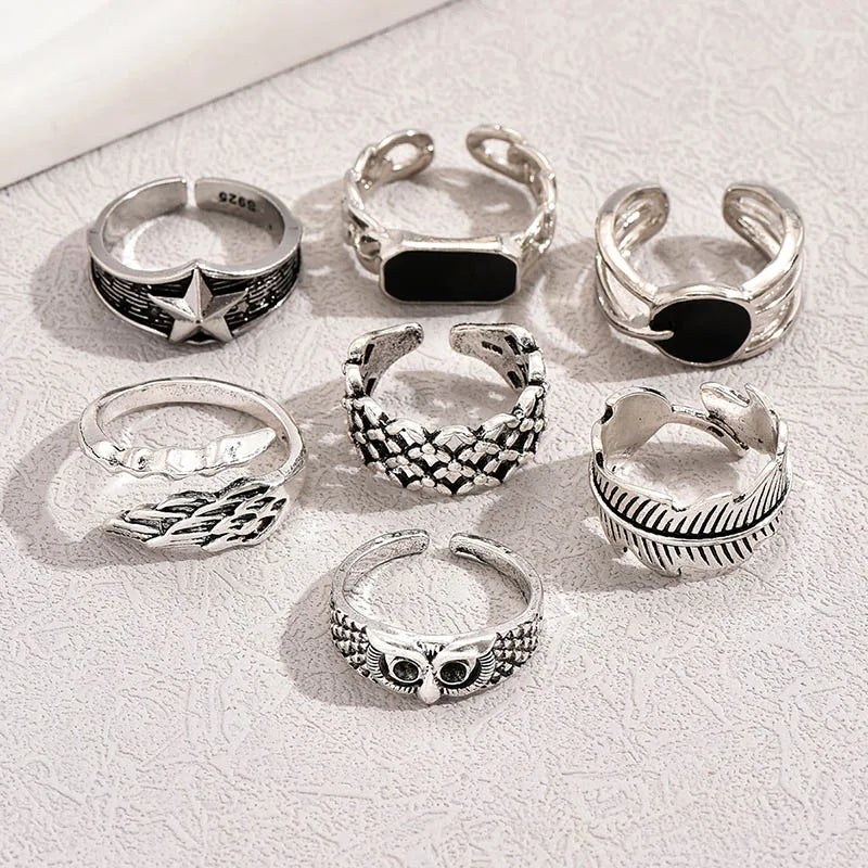 Wholesale Jewelry Retro Geometric Zinc Alloy Rings