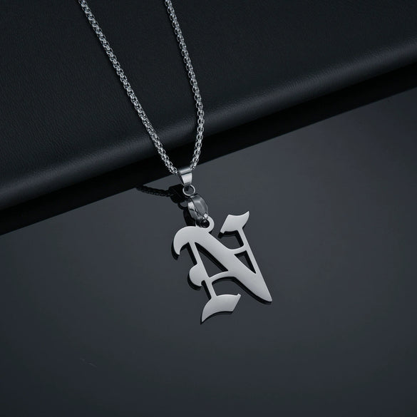 Wholesale Jewelry Retro Gothic Style Titanium Steel Military Nameplate Necklace Pendant With Letters Numbers Text And Polishing Plasma Treatment