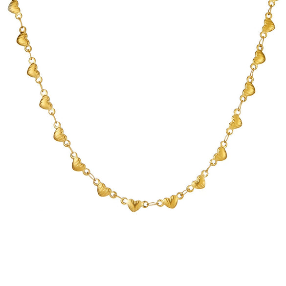 Wholesale Jewelry Retro Heartshaped Titanium Steel Love Chain Necklace Bracelet Set 18K Gold Plated