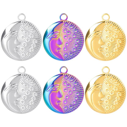 Wholesale Jewelry Retro Human Geometric Moon 304 Stainless Steel Plating Pendant Necklace