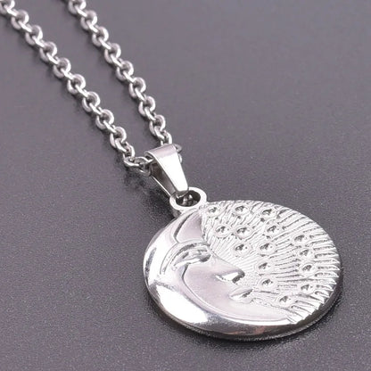 Wholesale Jewelry Retro Human Geometric Moon 304 Stainless Steel Plating Pendant Necklace