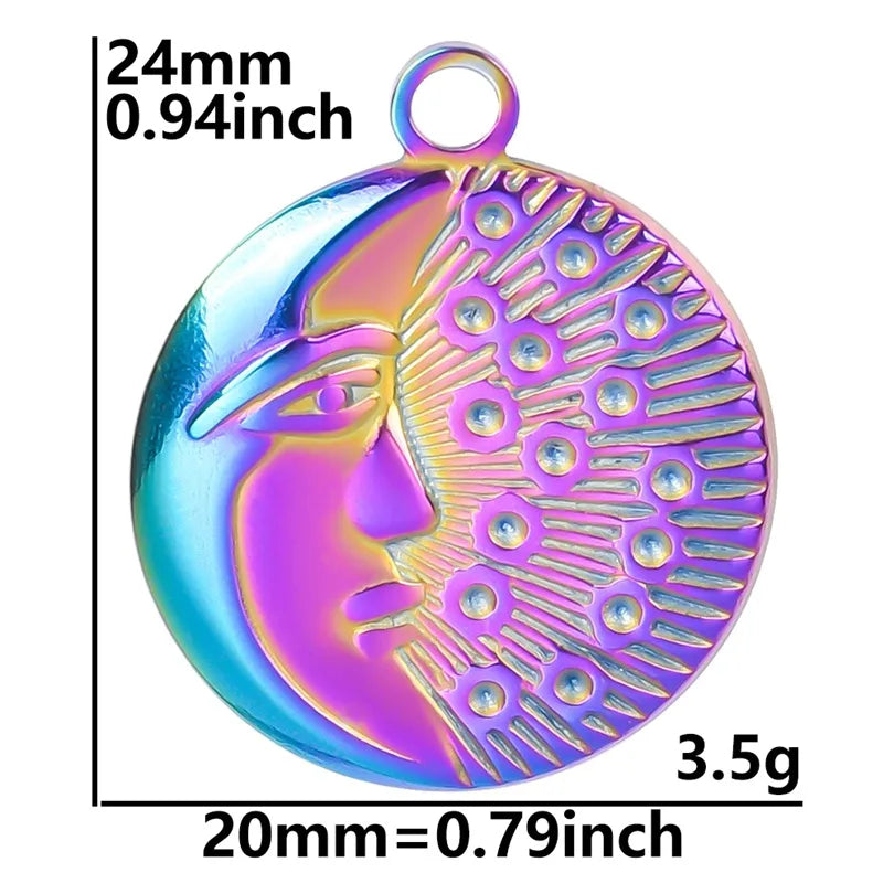 Wholesale Jewelry Retro Human Geometric Moon 304 Stainless Steel Plating Pendant Necklace