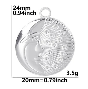 Wholesale Jewelry Retro Human Geometric Moon 304 Stainless Steel Plating Pendant Necklace