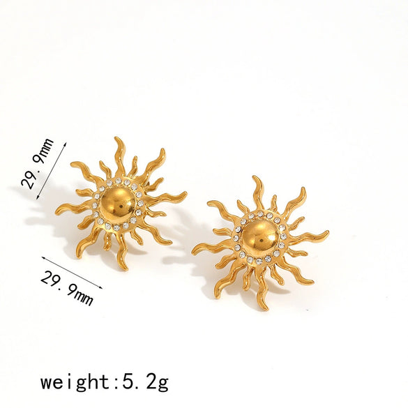 Wholesale Jewelry Retro Ins Style Stainless Steel And Titanium Steel Earrings Bracelet Pendant Necklace With Stars Sun Moon Clouds Universe Pattern Electroplating For Women