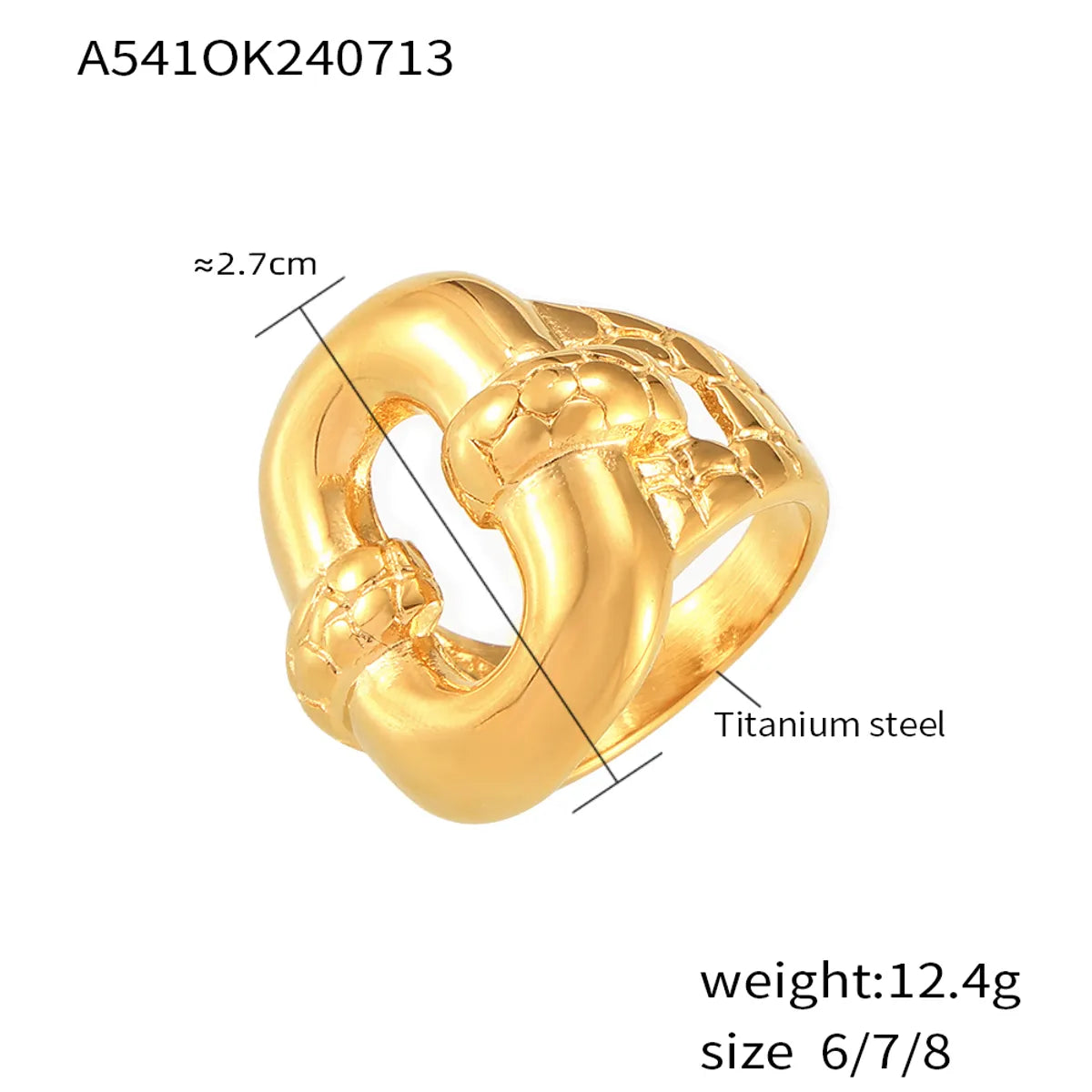 Wholesale Jewelry Retro Irregular Glossy Solid Color Titanium Steel 18K Gold Plated Plating Rings