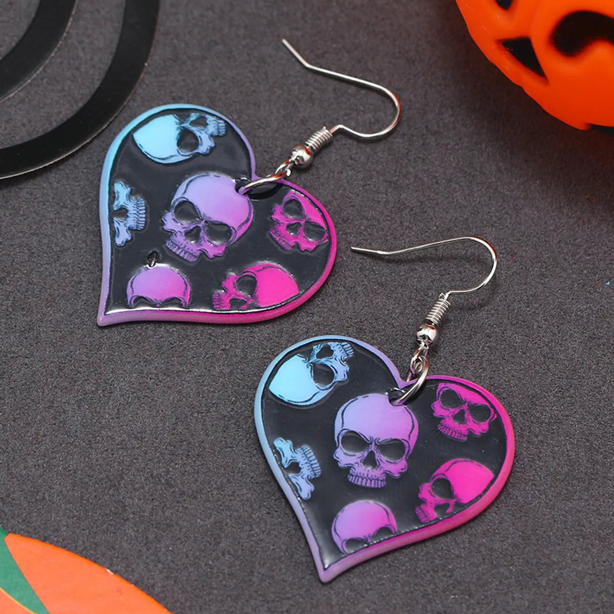 Wholesale Jewelry Retro Letter Skull Arylic Painted Drop Earrings