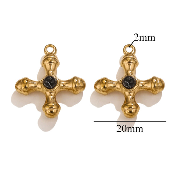 Wholesale Jewelry Retro Light Luxury Tiger Eye Stone Cross Pendant Titanium Steel Chain