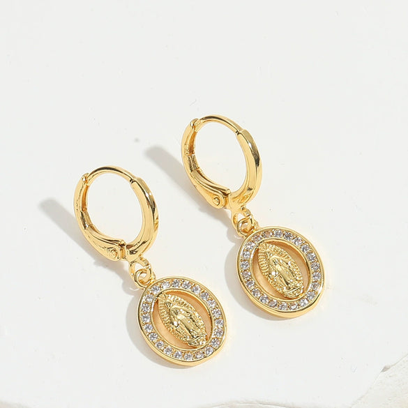 Wholesale Jewelry Retro Love Design Heart Shape Copper Electroplated Women's Pendant Earrings