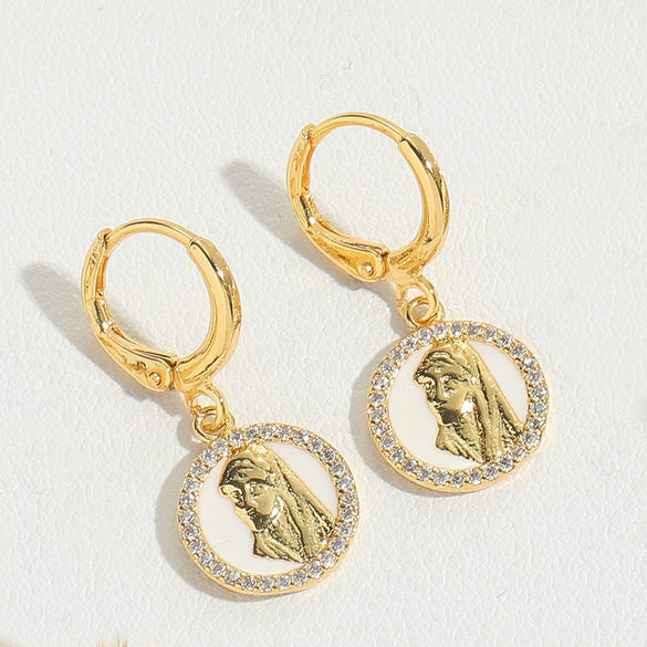 Wholesale Jewelry Retro Love Design Heart Shape Copper Electroplated Women's Pendant Earrings