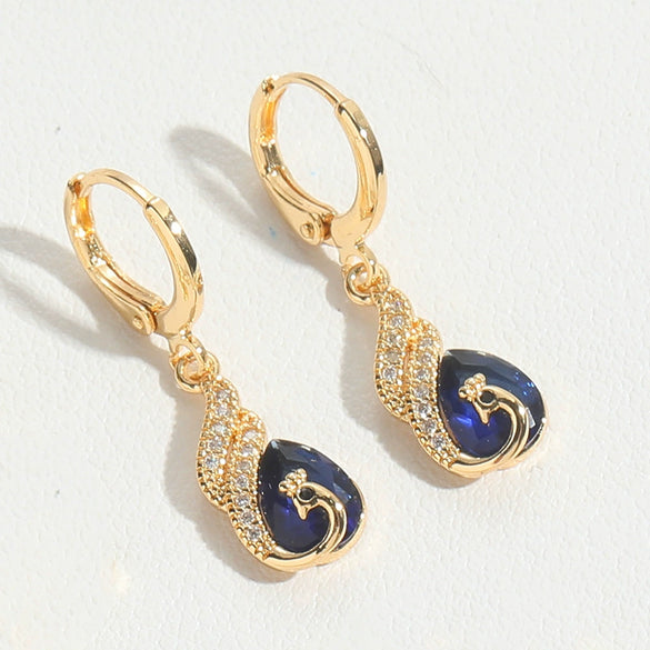 Wholesale Jewelry Retro Love Design Heart Shape Copper Electroplated Women's Pendant Earrings