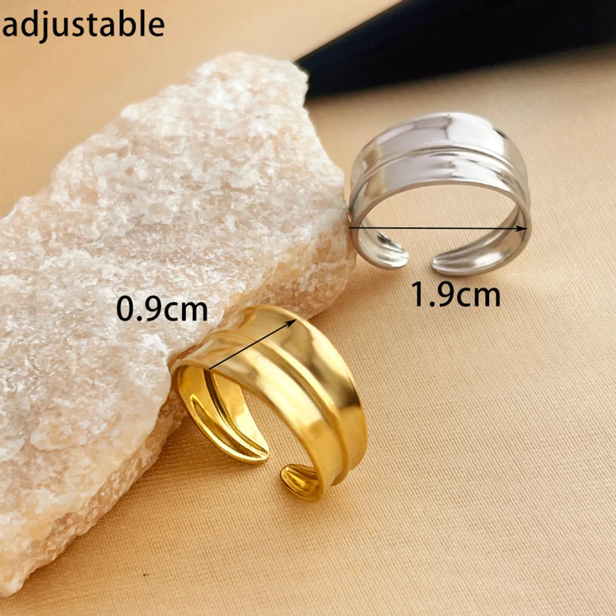 Wholesale Jewelry Retro Luxurious Simple Style Solid Color 304 Stainless Steel 18K Gold Plated Plating Rings