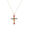 Wholesale Jewelry Retro Medieval Cross Stainless Steel 18K Inlaid Colorful Zircon Electroplated Clavicle Chain For Women